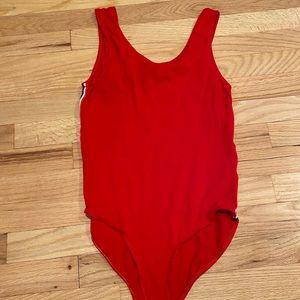 Red sleeveless bodysuit!